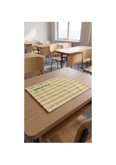 Kişiye Özel İsim Nakışlı Duck Kumaş Beslenme Örtüsü 45x35 Cm Su Ve Leke Tutmaz Kumaş - 922750172