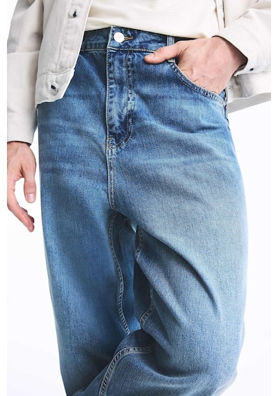 Defacto Baggy Fit Düz Paça Yıkama Efektli Jean Pantolon I7295ax26aunm28 Mavi-nm28