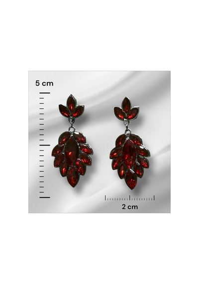Selvia Kristal Taşlı Küpe - Gelin ,kına Günlük Kullanım Kırmızı - 726419256 Kırmızı