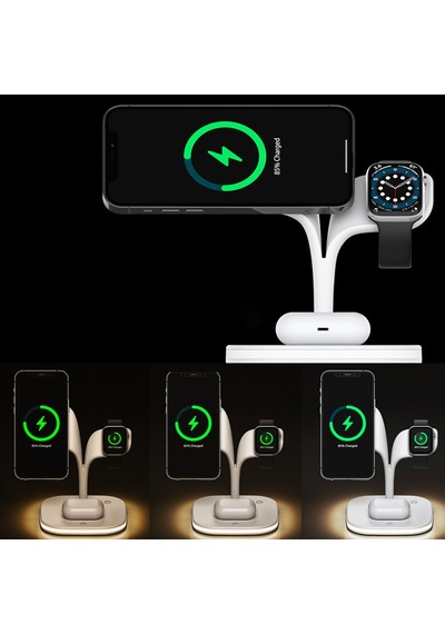 Ally Apple Uyumlu iPhone 13-12  Watch Tutucu Kablosuz Şarj İstasyonu Hızlı Şarj Standı LED Işıklı