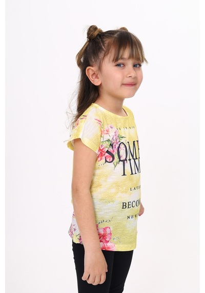 Toontoy Kids Toontoy Kız Çocuk Sometimes Baskılı Tişört Sarı
