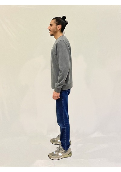 Erkek Bisiklet Yaka Rahat Kalıp 3 İplik Kalın Ar Nakışlı Sweatshirt Spr24sw33 Antrasit