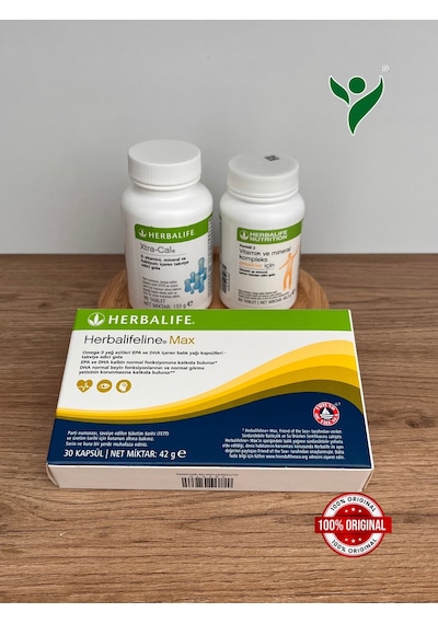 Herbalife Erkekler İçin 2 Vitamin - Xtra-cal Kalsiyum - Herbalifeline Max Omega 3'lü Set