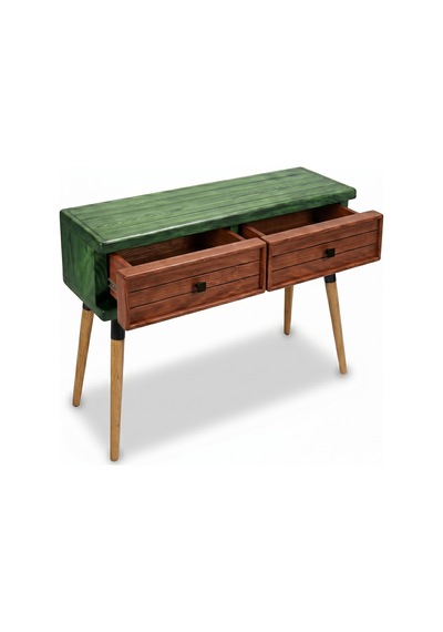 Mobenta Stria Entry: Modern Masif Dresuar 2 Çekmeceli Antre Konsolu - 120x31 Ye-bk Yeşik-bakır