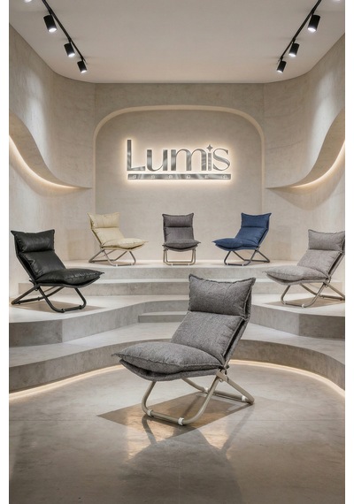 Lumis Garden Prestij Katlanabilir Lounge Koltuğu Çıkarılabilir & Yıkanabilir Kılıf, Modern Metal İskelet Antrasit