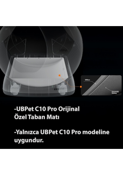 Ubpet C10 Pro Akıllı Kedi Tuvaleti Uyumlu Silikon Taban Matı Su Geçirmez Koku Yapmaz Kolay Kurulum Gri