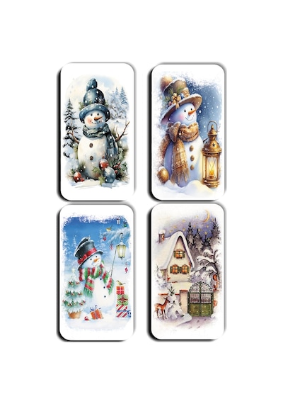 Tr 4 Lü Simli Yılbaşı Noel Kardan Adam Çam Ağacı Hediye Magnet 5,5 X 11 Cm Diğer