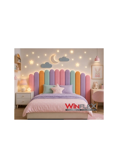 Winflex Ay Ve Bulut Konseptli Yatak Başlığı Ve Dekorasyon Seti 180 Cm Çok Renkli