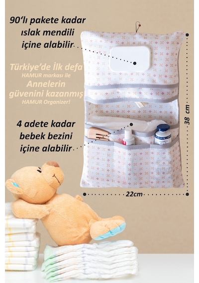 Anne Bebek Bakım Çantası Yenidoğan Alt Açma Değiştirme Düzenleyici Çantası Organizer Solid Gri