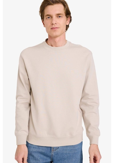 Defacto Bisiklet Yaka Basic Düz Sweatshirt G6721ax25aubg766 Bej-bg766