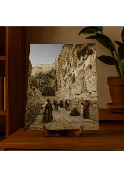 Ağlama Duvarı, Kudüs - Gustav Bauernfeind 26 Cm X 20 Cm Ahşap Pano Dini Masaüstü Çerçeve