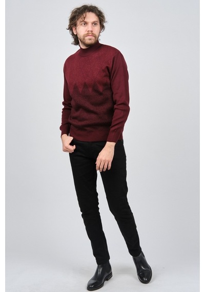 Ateş Triko Erkek Yarım Balıkçı Yaka Desenli Kazak 6091804 Bordo Bordo Ateş Triko Erkek Yarım Balıkçı Yaka Desenli Kazak 6091804 Bordo Bordo