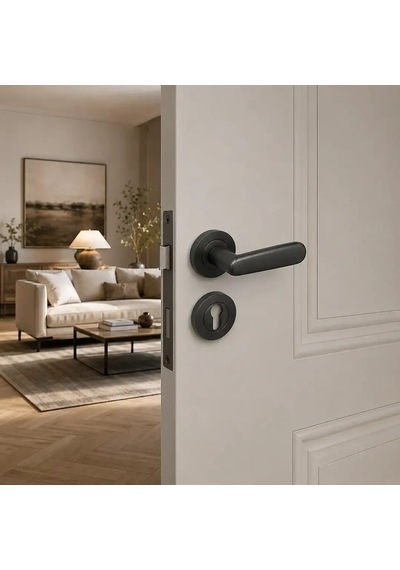 Sese Esin Modeli Yale Rozetli Dış Kapı Kolu Antrasit Renk 200-261r-03-54