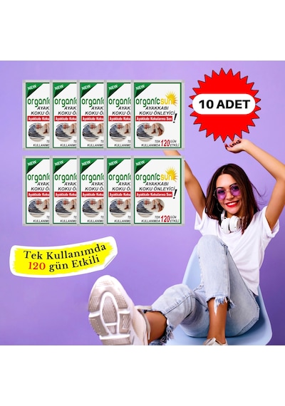 Organicsun 10'lu Paket Ayakkabı Koku Önleyici Giderici Toz