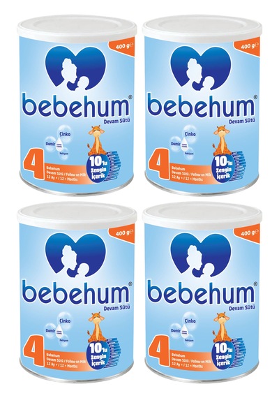 Bebehum 4 Numara Teneke Devam Sütü 12 Ay+ 400 gr x 4 Adet