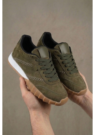 Tw Tonny White New York-048 Deri Spor Yürüyüş Günlük Sneaker Ayakkabı Haki