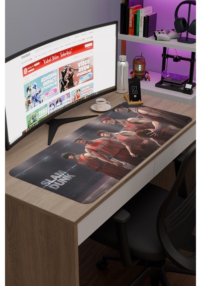 Slam Dunk Anime V1 - 90x40 Xxl Gaming Kauçuk Kaymaz Taban Mouse Pad Fare Altlığı