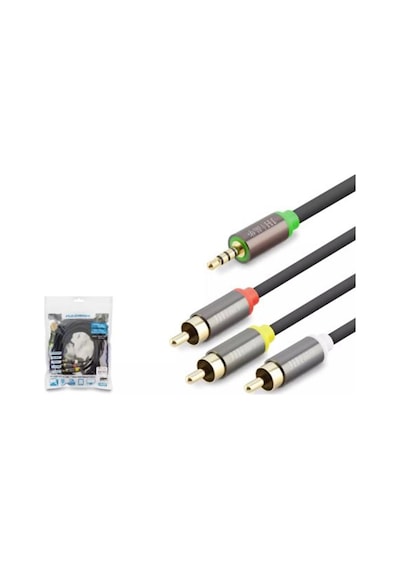 Hadron Hdx1066 3.5mm To 3rca Kablo 2lıne Gold 5m Siyah 1 ADET