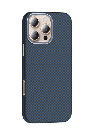 Apple Uyumlu iPhone 16 Pro Max Kılıf M-safe Şarj Özellikli Karbon Fiber Görünümlü Gros Kılıf Lacivert