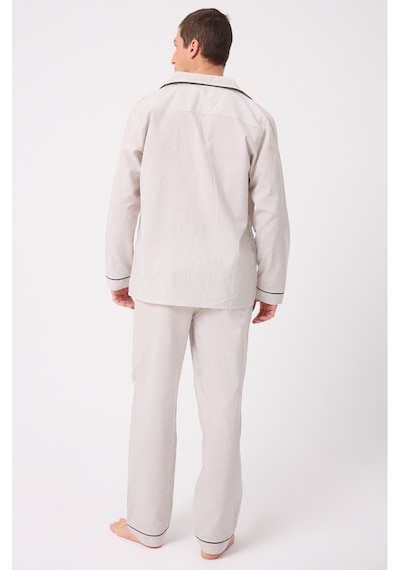 L'espadon Marısılk Premium Dokuma Uzun Kollu Uzun Paçalı Erkek Pijama Takımı-3203 Bej