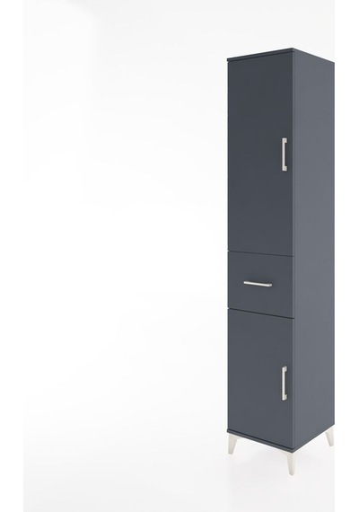 Hyperion Dolap 3 Raflı Tek Çekmeceli Tek Askılı 44x44x221 Antrasit-antrasit Antrasit