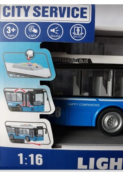 Otobüs Işıklı Sesli Kırılmaz Büyük Oyuncak Yolcu Otobüsü Kapılar