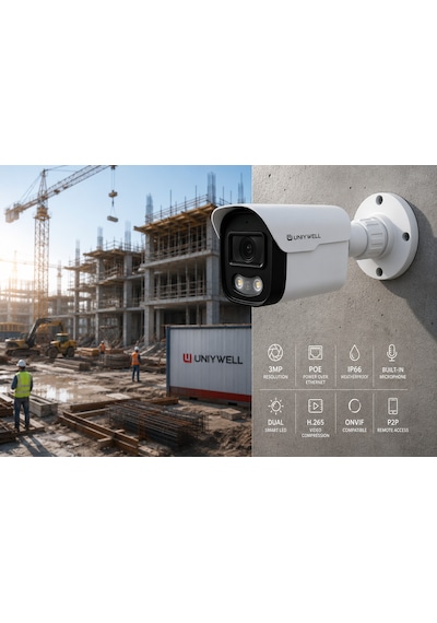 Unıywell Profesyonel 3mp Poe Sesli Ip Bullet Kamera Ip66 Onvıf Dual Smart Led Gece Görüşü