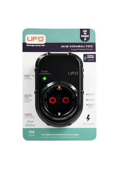 Yeni Tekli Akım Korumalı Topraklı Priz, Sürekli Koruma, 16a 250v, Max 3500w Aşırı Yük Koruması Siyah