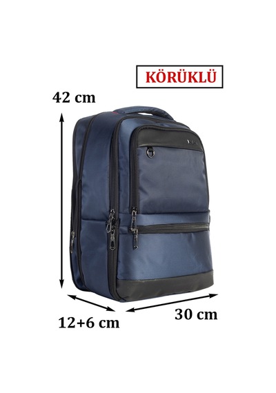 Case Club Körüklü Notebook Laptop Sırt Çantası 14""-15,6" İnç Su İtici Kumaş Lacivert