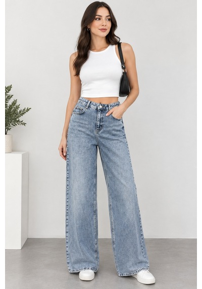 Modanida Kadın Mavi Yüksek Bel Palazzo Baggy Kot Pantolon Wide Leg Bol Paça Jean Kot Pantolon Mavi Mavi Modanida Kadın Mavi Yüksek Bel Palazzo Baggy Kot Pantolon Wide Leg Bol Paça Jean Kot Pantolon Mavi Mavi