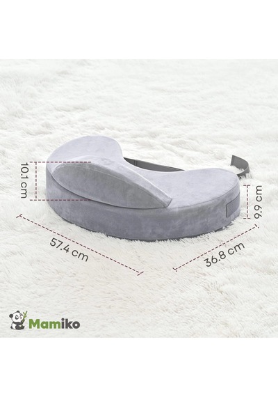 Emzirme Yastığı, Visco Yastık, Yıkanabilir Kılıf, Memory Foam, Güvenlik Bariyerli Geniş Minder Gri