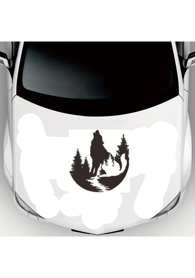 Orman Ve Uluyan Bozkurt Oto Kaput Kaliteli Kaliteli Sticker 45 X 47 Cm