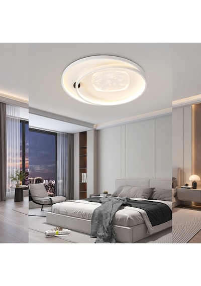 Noren 50'lik Kare Taş Desenli Yuvarlak 160 Watt Plafonyer Led Avize Çok Renkli