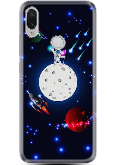 Xiaomi Redmi Note 7 Kılıf Silikon Ay Ve Astronot 1694