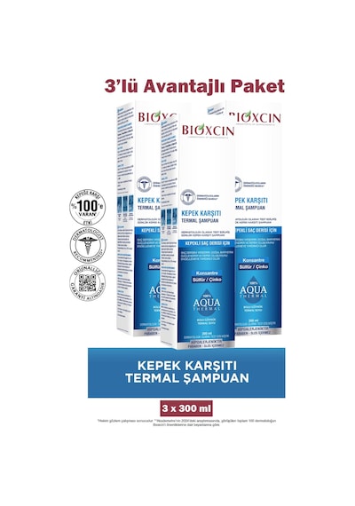 Bioxcin Şampuanı Aquathermal Kepek Karşıtı 300 Ml 3 Adet