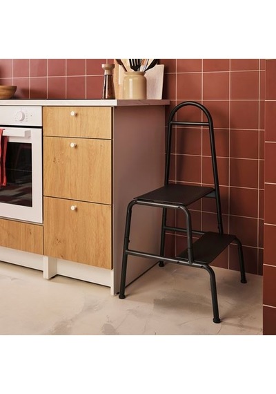 Ikea Bäsıngen Tırabzanlı Basamaklı Tabure, Antrasit, 2 Basamaklı