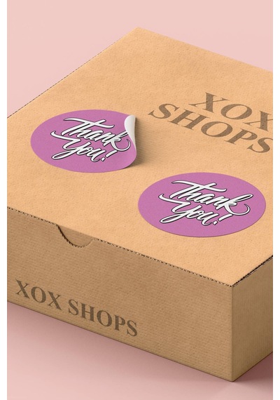 Lila Thank You Kargo Sticker 3x3cm St2165 Çok Renkli