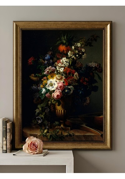 Gold Varaklı Vintage Çerçeveli Büyük Boy Tablo Dark Floral Hollanda Stili Çiçek Natürmort Dokulu Yağlı Boya Dekoratif Tablosu 50 X 70 Çerçeveli 60 X 80 Gold Varaklı Vintage Çerçeveli Büyük Boy Tablo Dark Floral Hollanda Stili Çiçek Natürmort Dokulu Yağlı Boya Dekoratif Tablosu 50 X 70 Çerçeveli 60 X 80