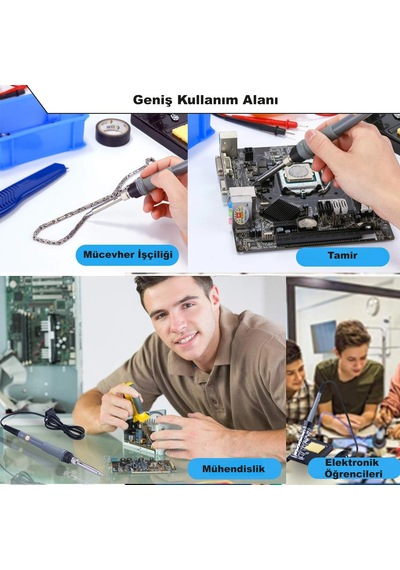 60w Havya Lehim Seti Multimetre Vakum Pompası Uç Seti Lehim Teli Cımbız Kılıf Elektronik Onarım Kiti