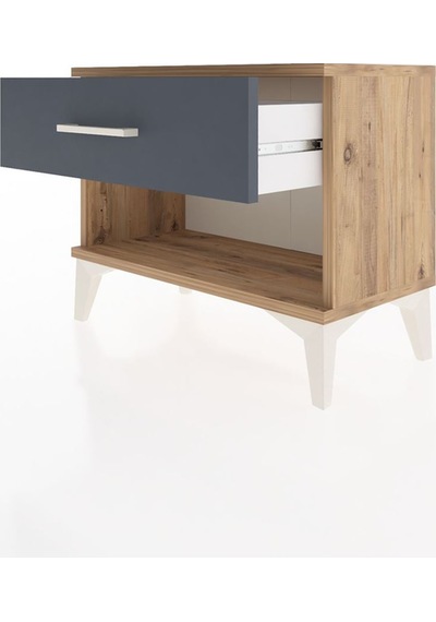 Arges Komodin Tek Çekmeceli 60x30x48 Çam-antrasit Çam