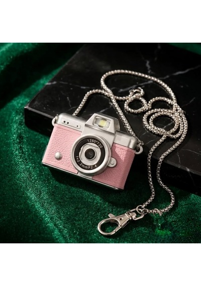 Mini Dijital Kamera Boy 3,5 4,5 Cm Yüksek Çözünürlüklü 1280 720 Hd Ekranlı Pembe