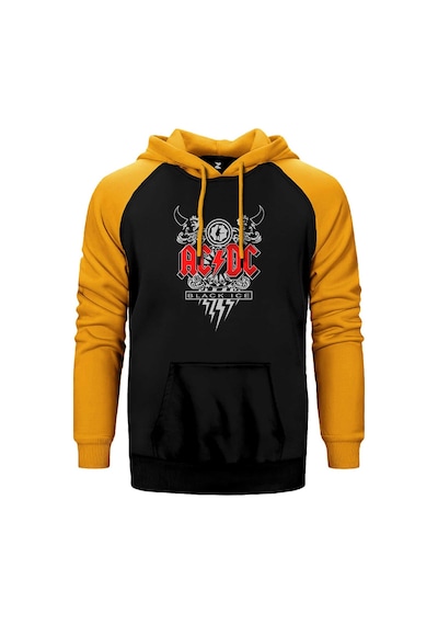 Ac Dc Black Ice Design Sarı Renk Reglan Kol Kapşonlu Sweatshirt Sarı