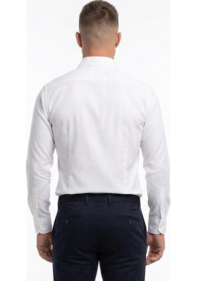 UKİ Uki Beyaz Comfort Fit , Yarım İtalyan Yaka , Düz Klasik Gömlek