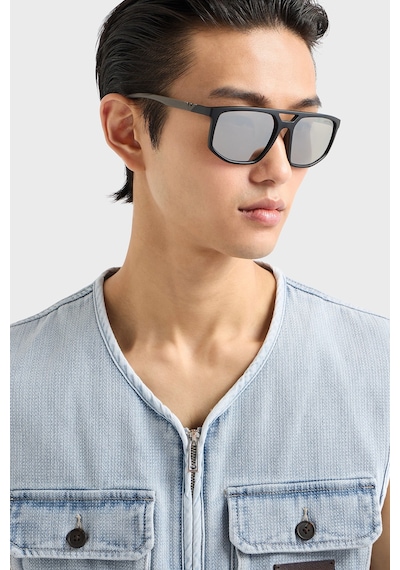 Emporio Armani Erkek Gözlük 0ea4248u 50016g 58 Mat Siyah-açık Gri Aynalı Gümüş Siyah