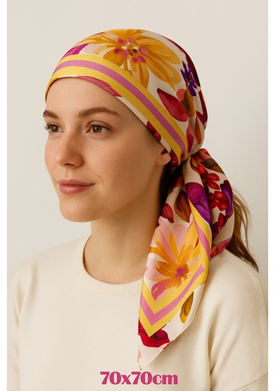Sonbahar Esintisi Desen 70 70cm Bandana/fular Çok Renkli