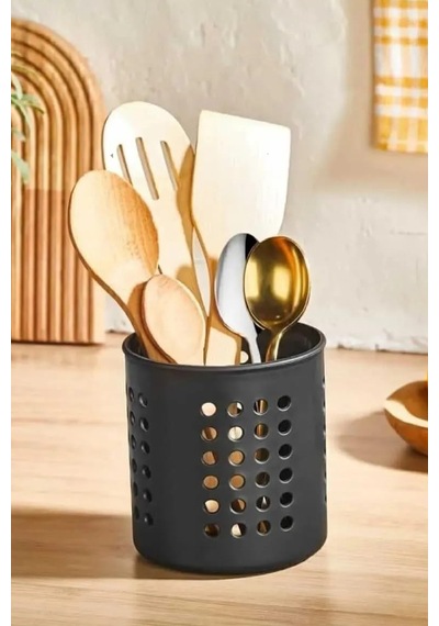 Çatal Kaşıklık Bıçaklık Standı Plastik, 14 Cm Plastik Siyah Diğer