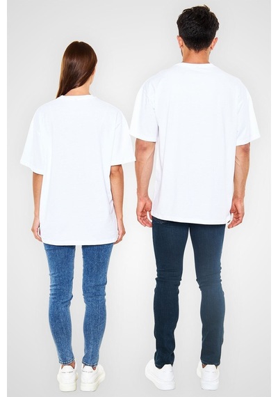 Noıssey Ko Butadigi Beyaz Unisex Oversize Tişört T-shirt Os11409