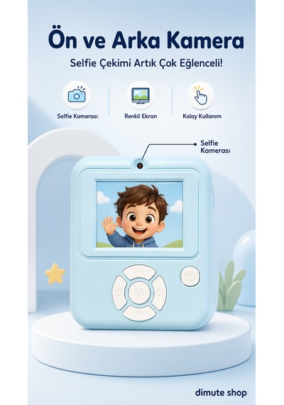 Dimute Shop CMR92 Dijital Fotoğraf Makinesi Çocuk Termal Resim Kağıt Baskılı Yazıcı Kamera Video Makinesi