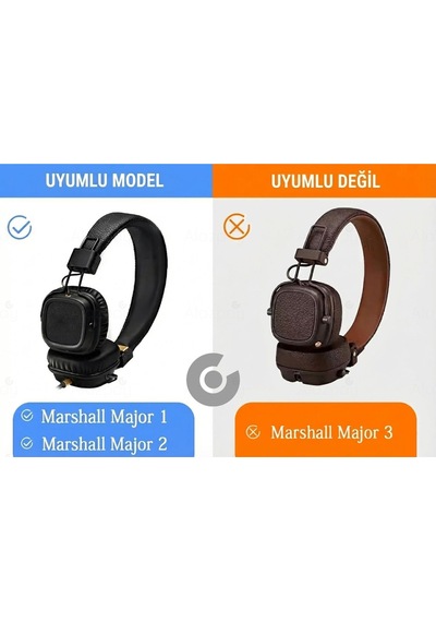 Marshall Major 1 2 Kulaklık Pedi Marshall Kulaklık Yastığı Major I-ıı Kulaklık Sünger Yastığı Pedi Siyah