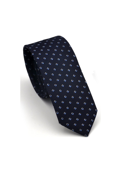 Gaffy Mavi Desenli Lacivert Dokuma Kumaş Mendilli Slim Fit Kravat // Sdk230902 Lacivert - Mavi